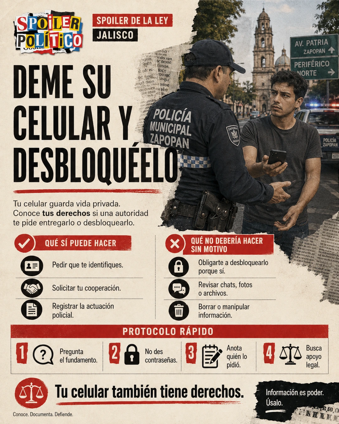 Tarjeta editorial sobre la protección del teléfono durante una revisión.